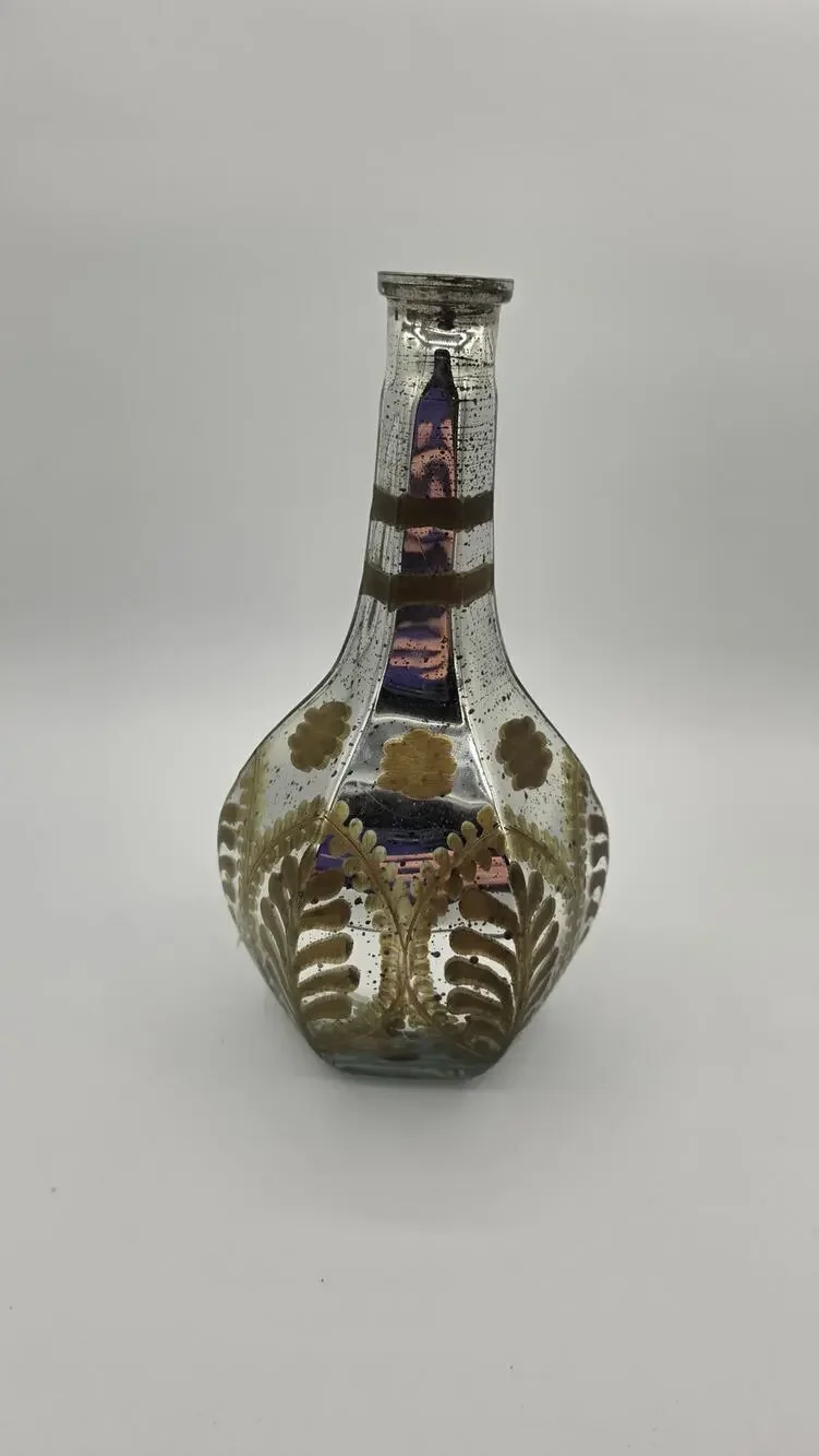 Vintage Mercury Glass Etched Decanter